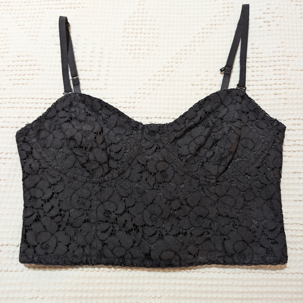 Aritzia Tahlula Black Lace Bustier Top
